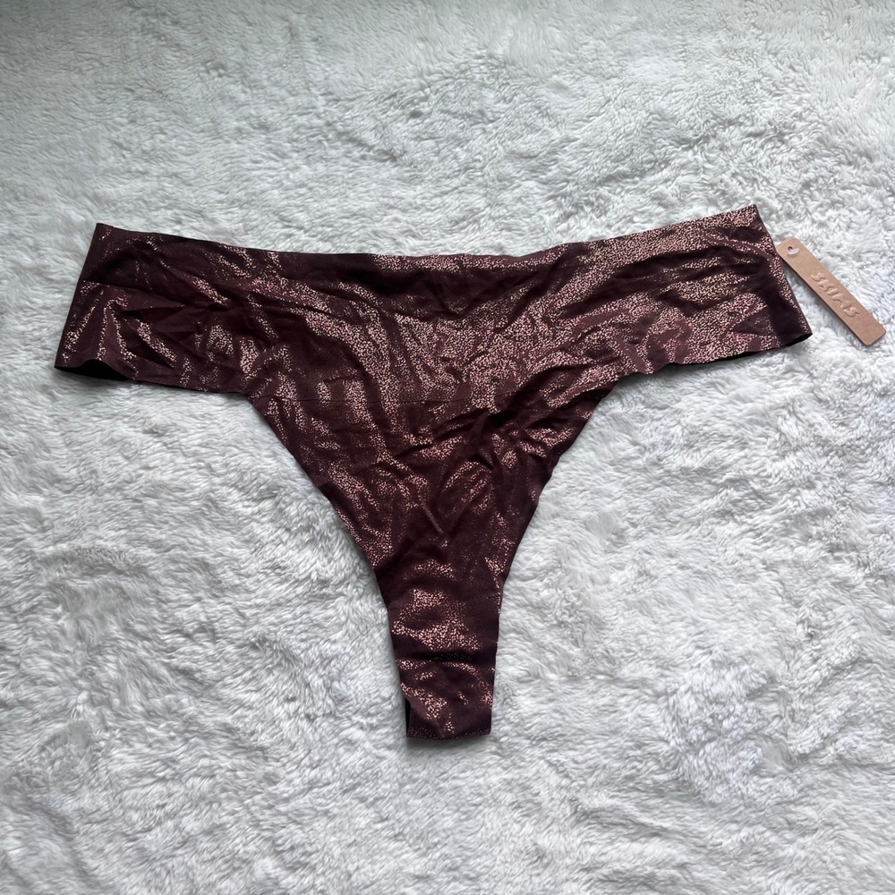 Skims Free Cut Dipped Thong Cocoa Foil Metallic‎ Brown Plus Size 4X PN-THG-1645